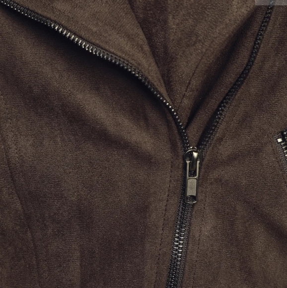 Vegan Charcoal Grey Suede Moto Jacket - Picture 4 of 4
